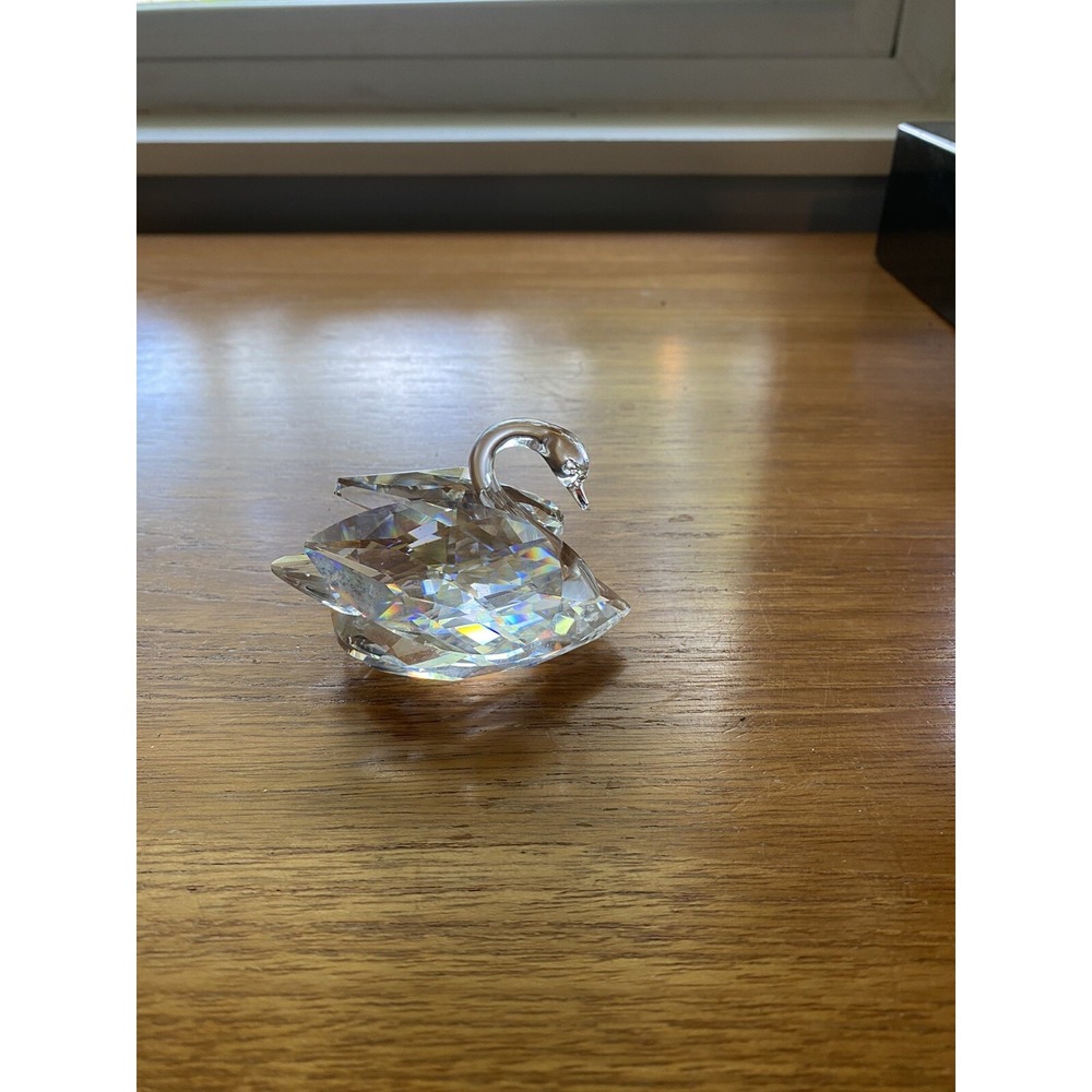 Swarovski Silver Crystal Swan Figurine Vintage Retired Original Box 2.5"